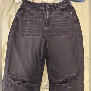 American Eagle Black Ripped Mom Jeans